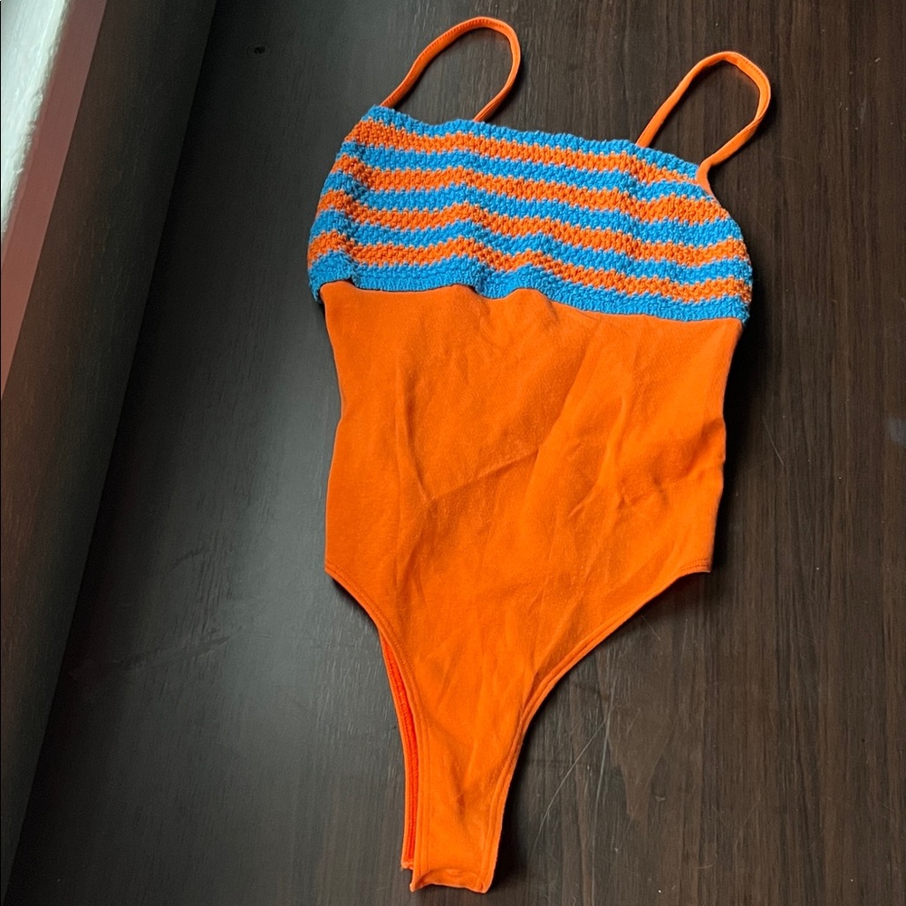Zara Orange and Blue bodysuit size small